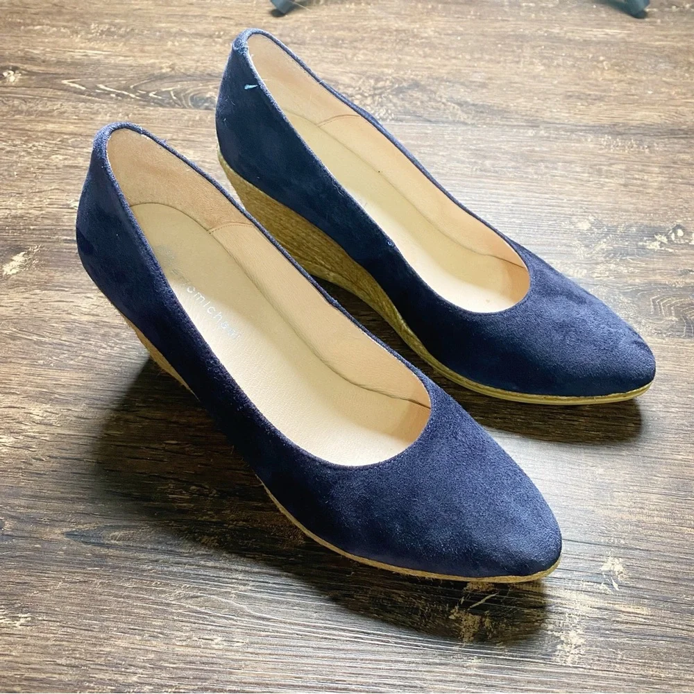 Eric Michael Blue Suede Espadrille Wedge